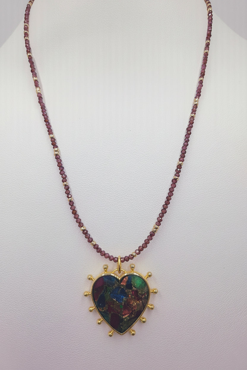 Garnet Heart Necklace