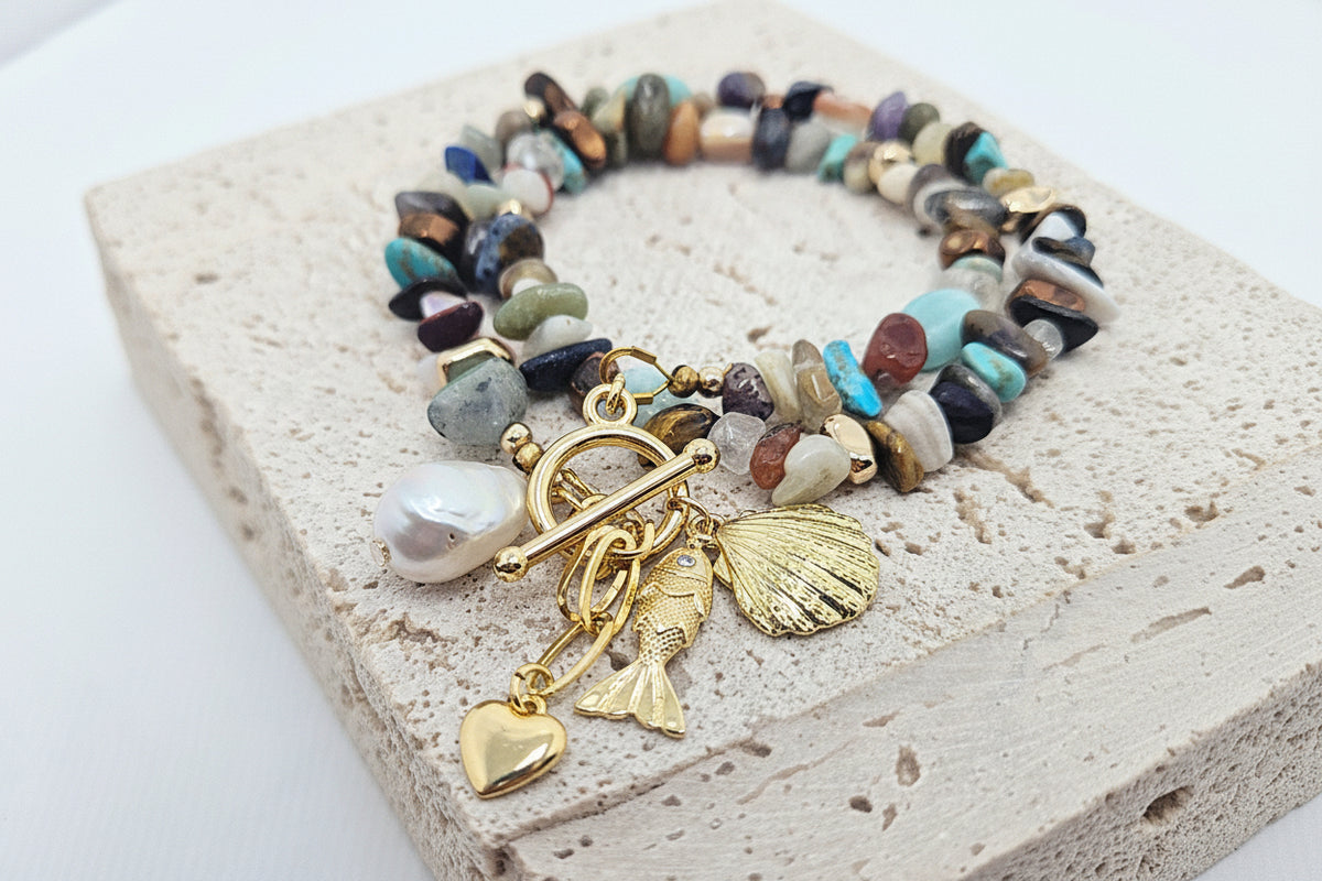 Sea & Stone Wrap Bracelet