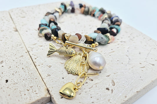Sea & Stone Wrap Bracelet