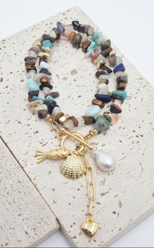 Sea & Stone Wrap Bracelet