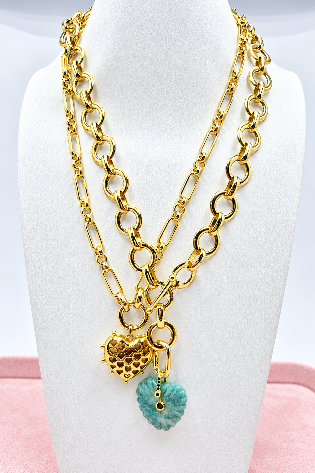 Loop Duo Amazonite Heart Necklace/Bracelet