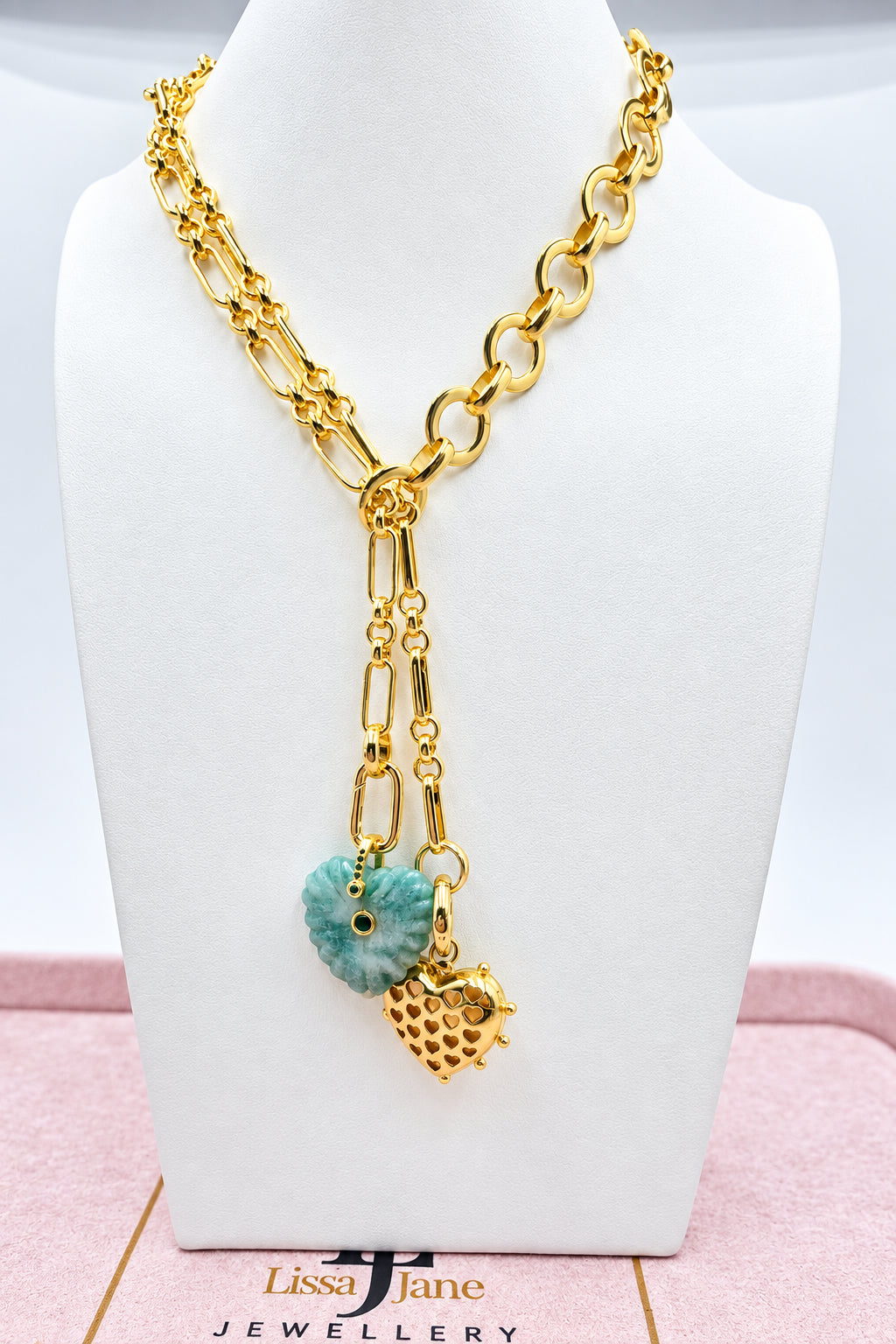 Loop Duo Amazonite Heart Necklace/Bracelet