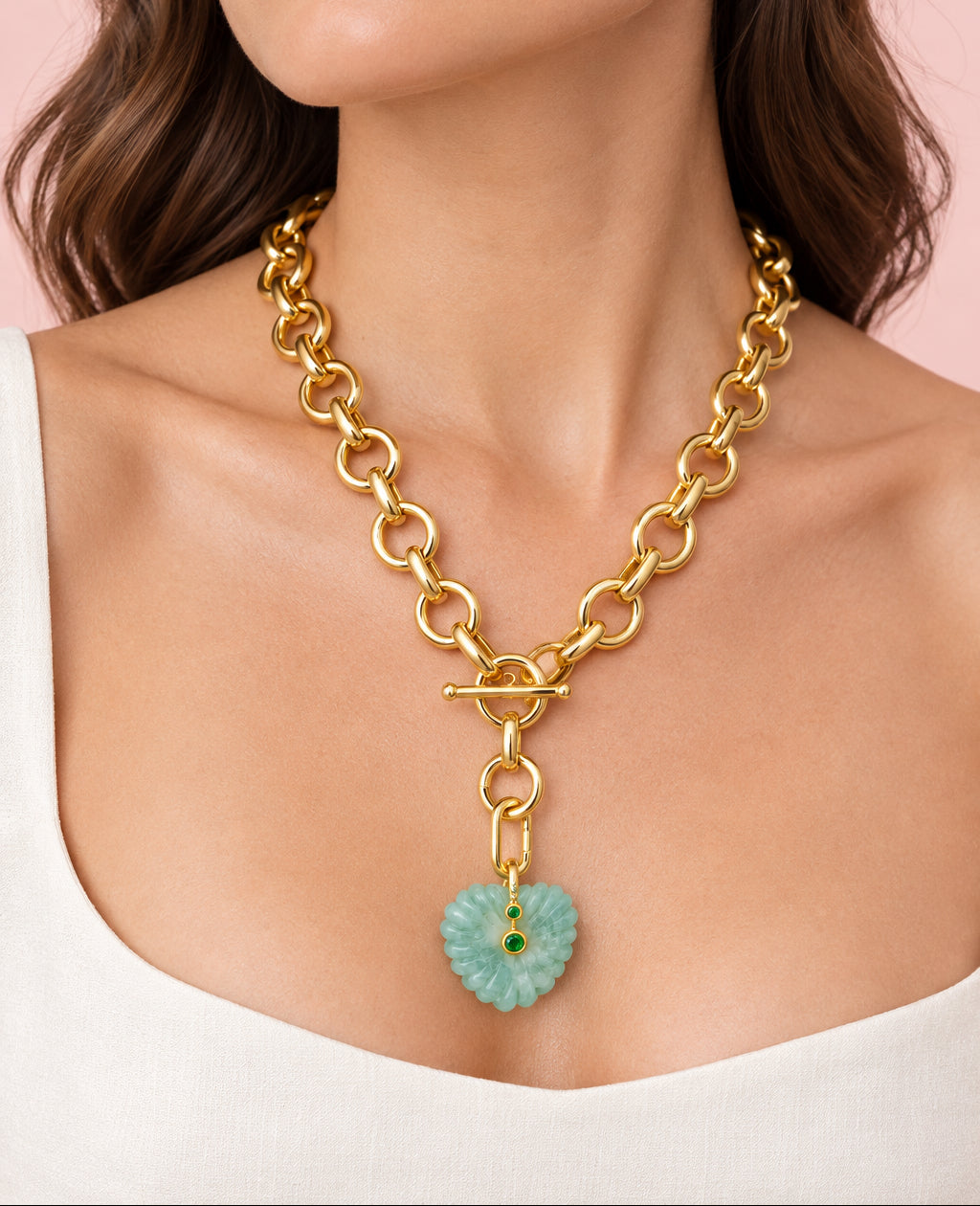 Loop Duo Amazonite Heart Necklace/Bracelet