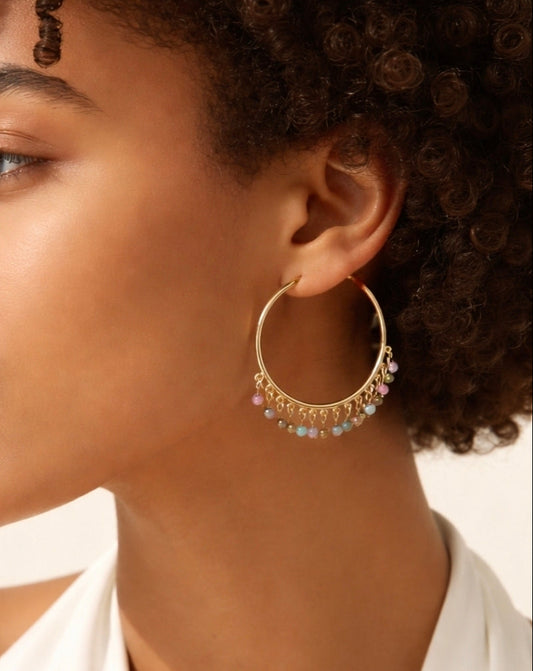 Loop Hoop Earrings - Midnight Blues