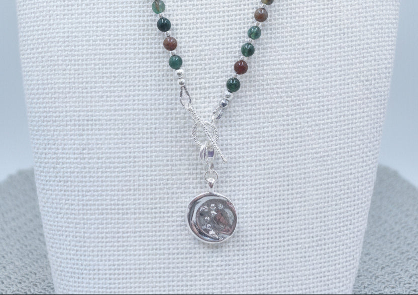 Moon and Stars Indian Agate Beaded Necklace