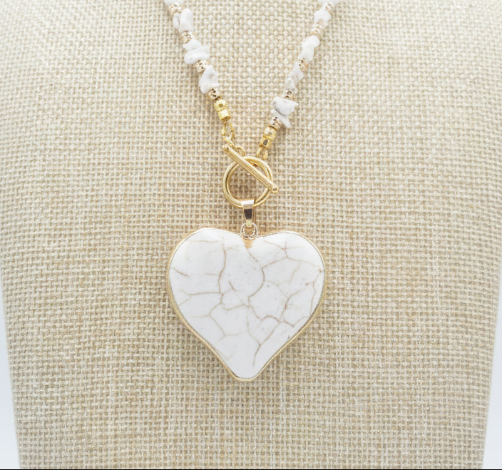 Howlite Heart Necklace