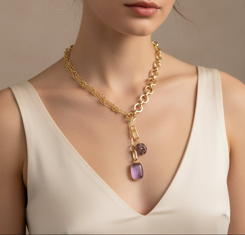 Loop Duo Amethyst Necklace/Bracelet